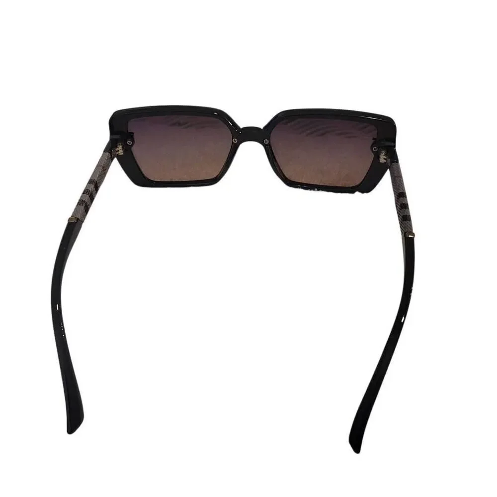 Fashion Checkered Pattern Black Frame Sunglasses